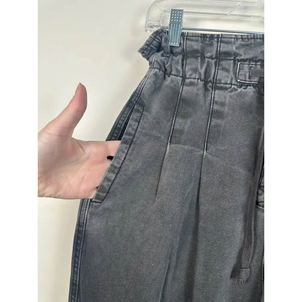 Free People Margate Pleated Trouser Black Size XS Ankle Length Cotton Boho